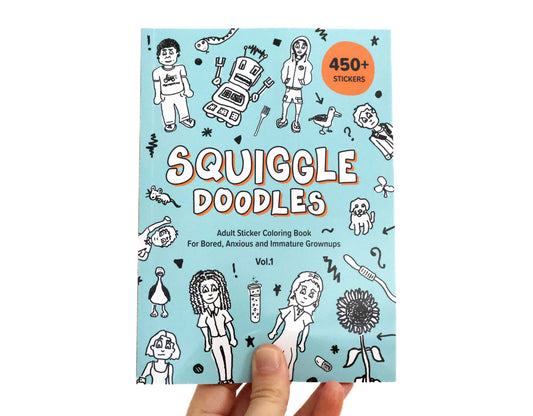 Squiggle Doodles: Adult Sticker Coloring Book for Bored, Anxious and Immature Grownups - Volume 1